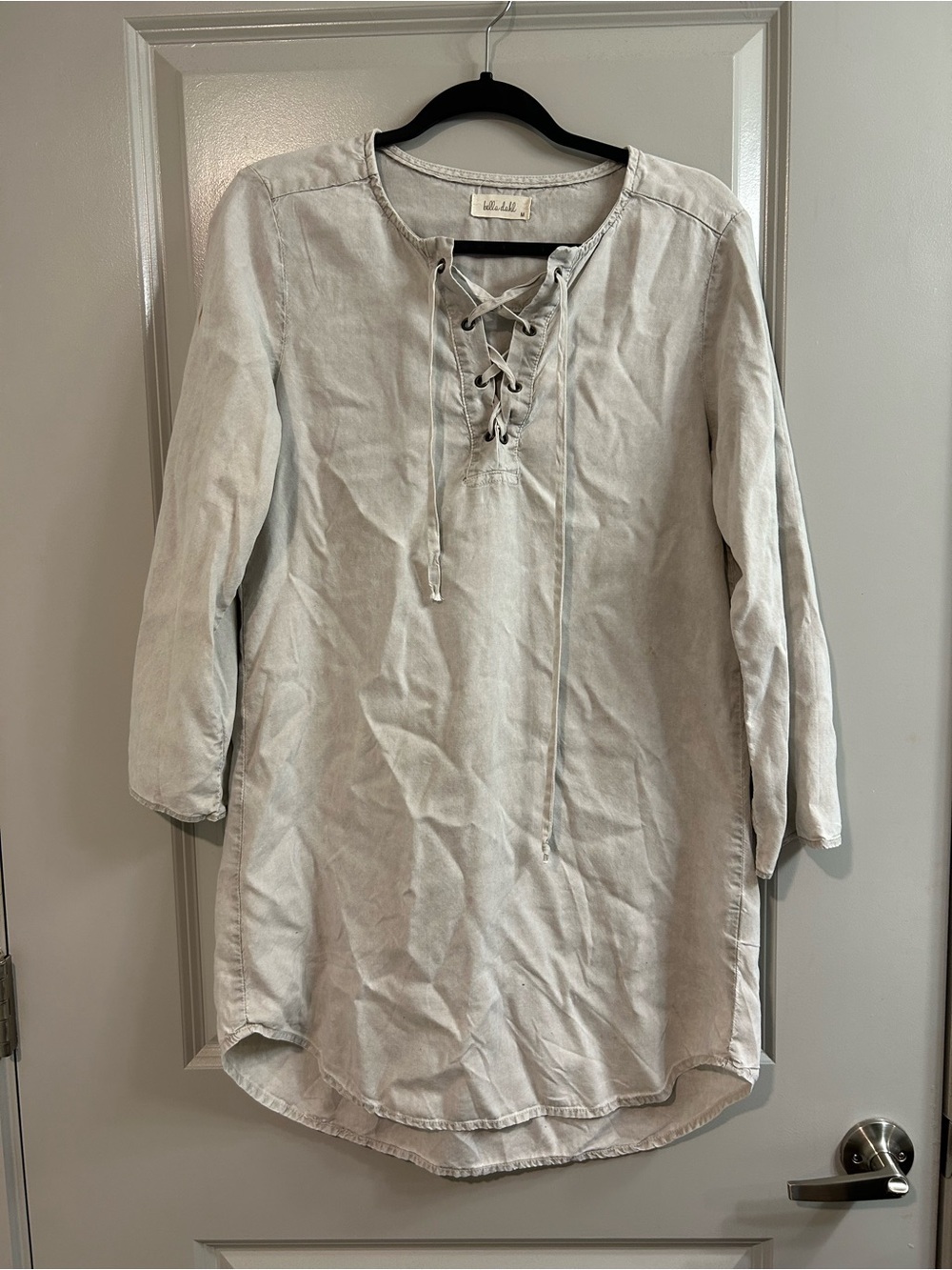 Bella Dahl Light Gray Lace-Up Front Tunic
